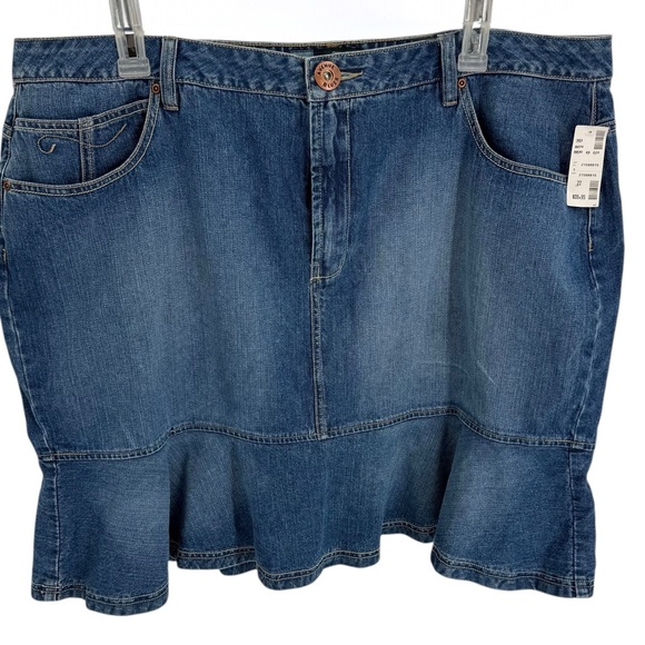 Avenue Dresses & Skirts - Avenue Blues NWT Tiered Denim Skirt Women's Size 22 Cotton Ruffled Hem Retro